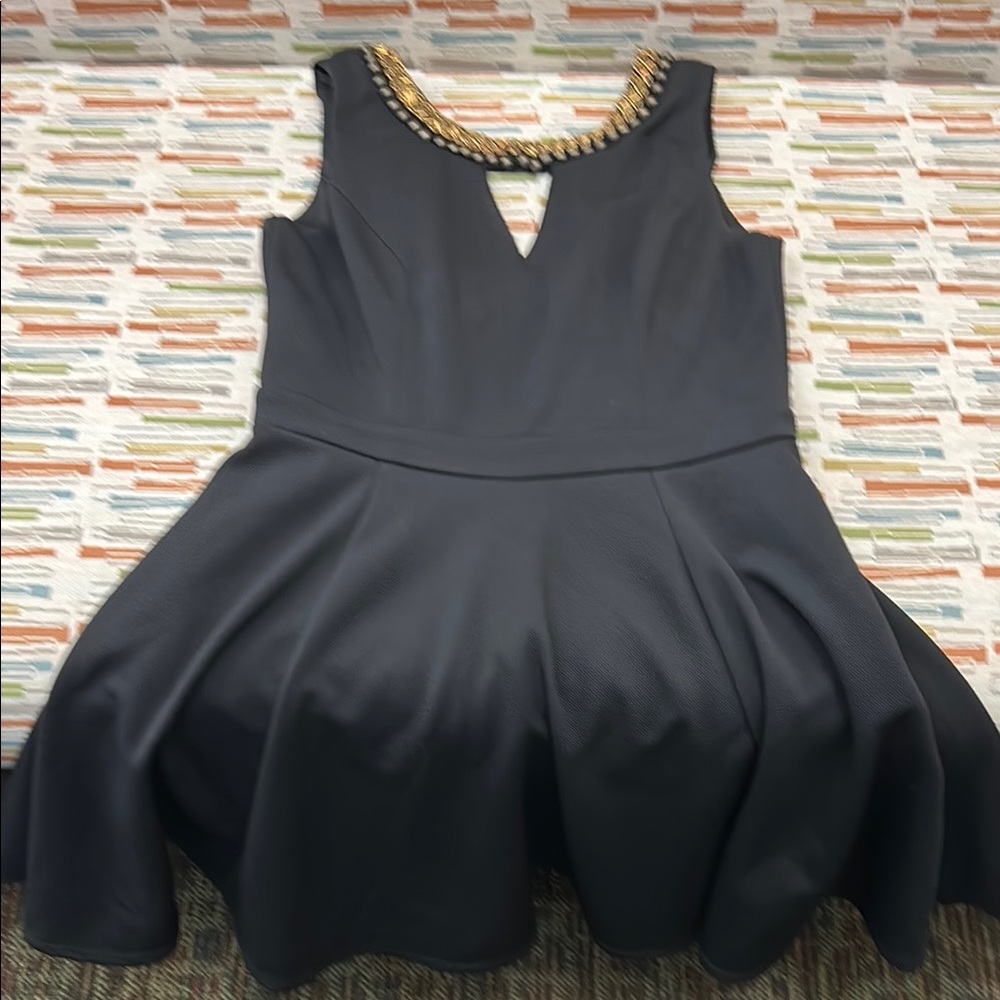 Elegant Black  Dress with Gold Accents